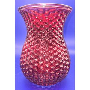 Vintage Hobnail Vase Cranberry Red Flower Vase